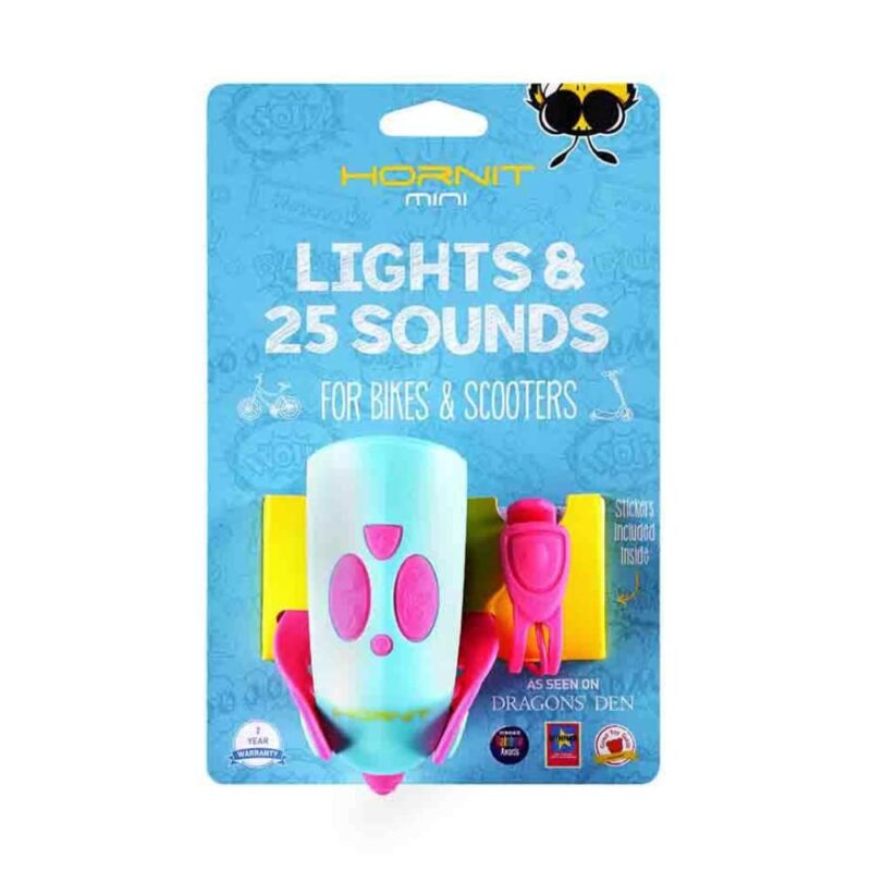Hornit Mini Kids Bike Horn & Light - Pink & Turquoise