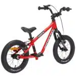 KVR14 S1 RD Rear Angle View Kidvelo Rookie 14 inch Balance Bike - Neon Red