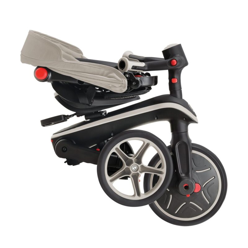 Globber explorer 4-in-1 foldable tricycle folded into compact storage position_Taupe colour