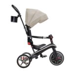 Side view of Globber explorer tricycle foldable 4-in-1 trike-Taupe colour