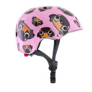 Hornit Kids Bike Helmet with LED Light - Pug Puppies, Small 48-53cm