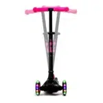 Front View of Black & Pink Kids 3 wheel scooter with LED Light up wheels