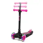 Kids 3 Wheel Scooter with LED Light up wheels in Black & Pink