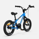 Blue Kidvelo Rookie 14 convertible pedal bike shown from the rear three-quarter view for Xchange Sports Australia.