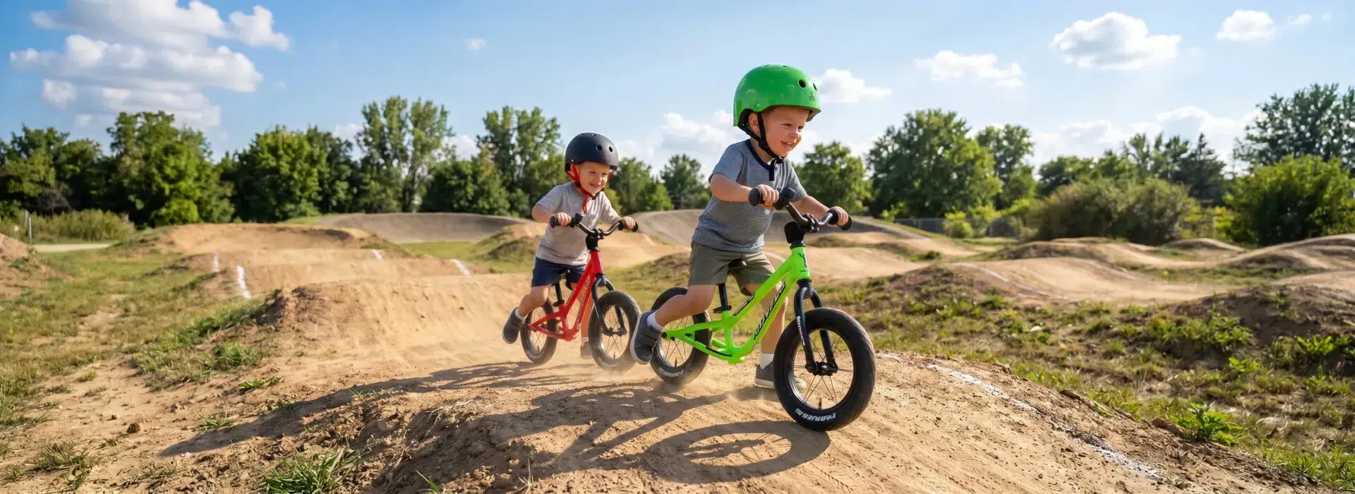 Kidvelo Balance Bikes Hero Image Kids at BMX track Australia